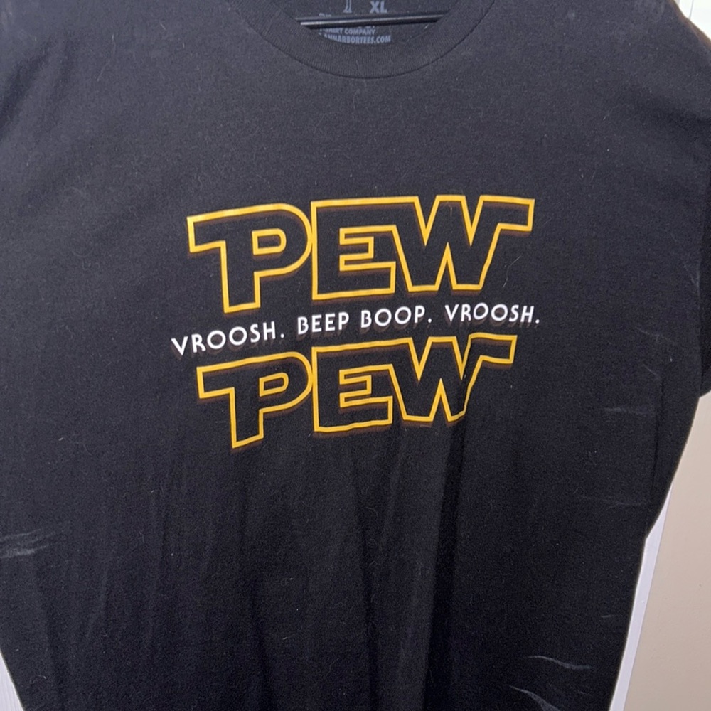 Star Wars Pew Pew Black T-shirt Ann Arbor brand Funny Size XL